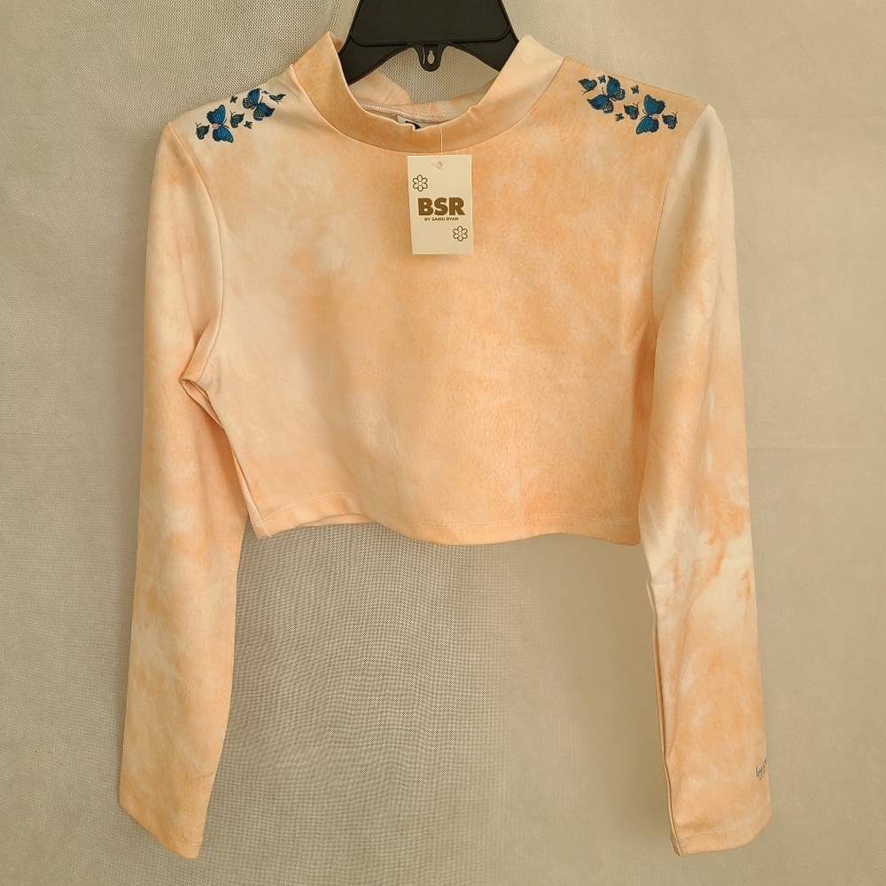 BSR By Samii Ryan Mock Neck Longsleeve Crop Top Sz M